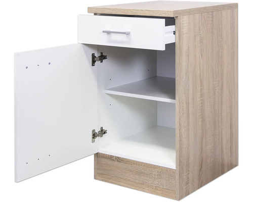 Nachttisch mit Schublade, Tür und Einlegeböden