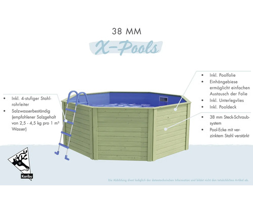 X-Pools Achtformpool mit Stahlrohrleiter und Poolfolie