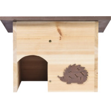 Igelhaus aus Holz mit Igelmotiv
