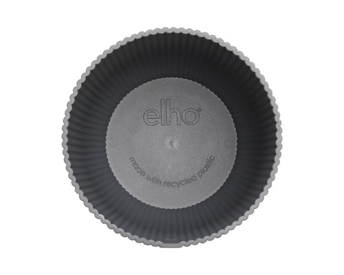 Elho Logo auf rundem Blumentopf aus Recyclingkunststoff