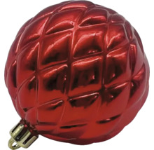 Rote Christbaumkugel mit Rautenmuster