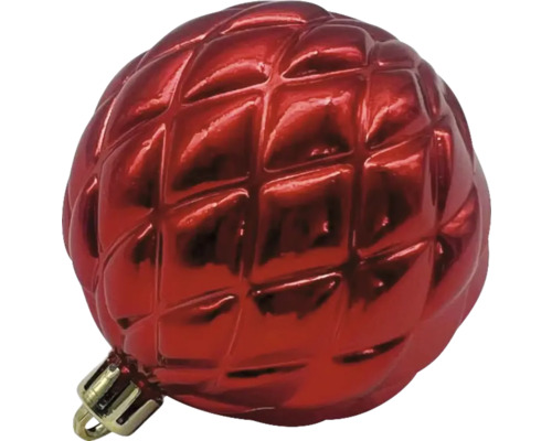 Rote Christbaumkugel mit Rautenmuster