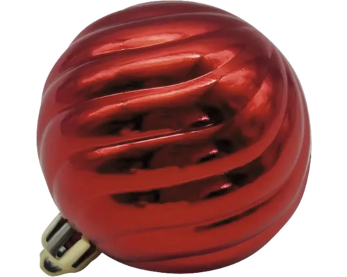 Rote Christbaumkugel mit Rillen