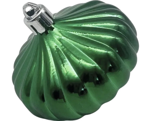Grüne Christbaumkugel mit spiralförmigem Muster