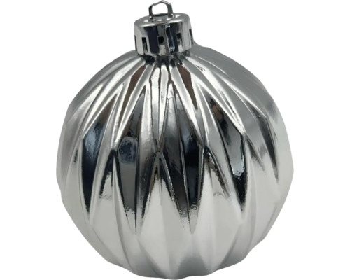 Silberne Weihnachtskugel mit Rillenmuster