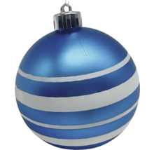 Blaue Weihnachtskugel mit Streifen für die Weihnachtsdekoration