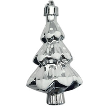 Silberner Christbaumschmuck in Form eines Weihnachtsbaums