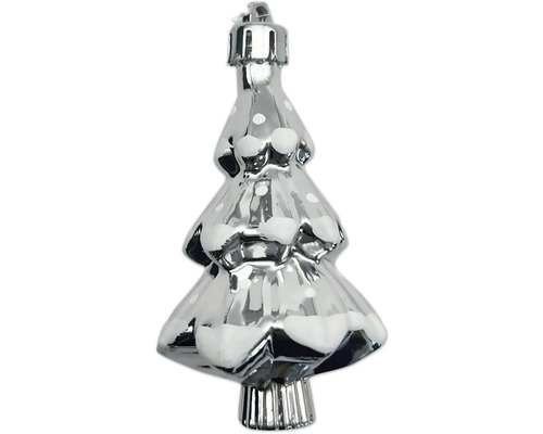 Silberner Christbaumschmuck in Form eines Weihnachtsbaums