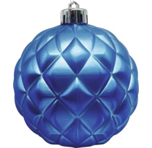 Blaue Weihnachtskugel mit Rautenmuster zur Dekoration