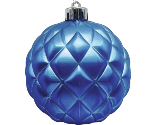 Blaue Weihnachtskugel mit Rautenmuster zur Dekoration