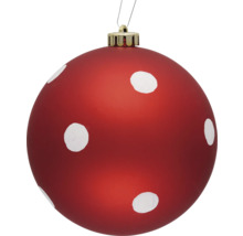 Roter Christbaumschmuck mit weißen Punkten