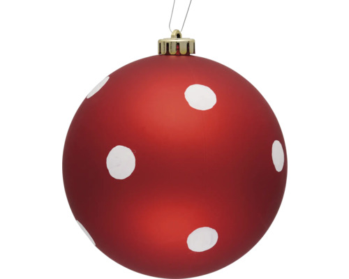 Roter Christbaumschmuck mit weißen Punkten