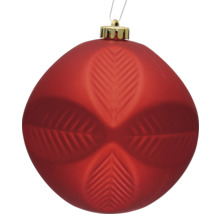 Rote Weihnachtskugel mit Blattmuster als Baumschmuck