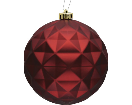 Rote Weihnachtskugel mit geometrischem Muster