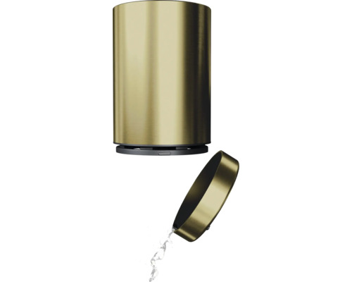 Goldfarbener Seifenspender mit Deckel und fließender Flüssigseife