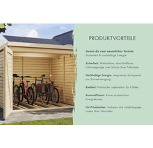 Fahrradgarage aus Holz mit Solaranlage und Fahrrädern