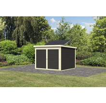 Gartenschuppen mit Solaranlage im Garten