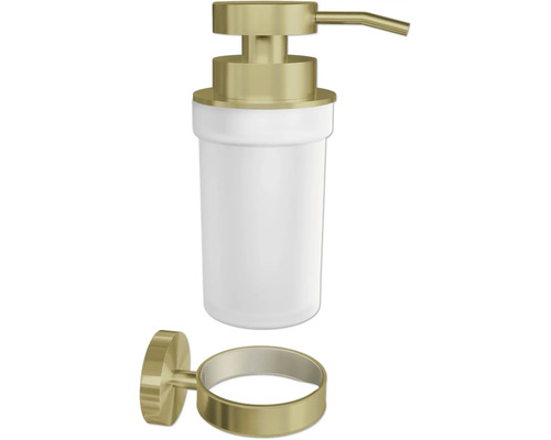 Seifenspender mit Wandhalterung aus Sanitärkeramik und Metall