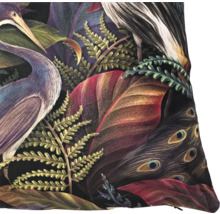 Kissen mit Reiher-, Blatt- und Pfauenfederdesign