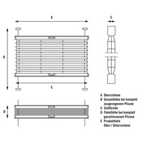 Diagramm eines Plissees mit Maßangaben