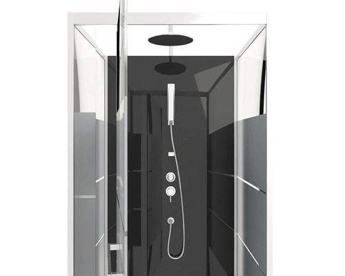Dusche mit Paneel, Brausekopf und Armaturen