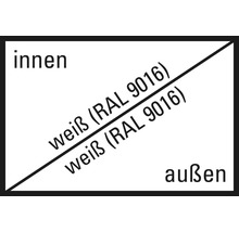 Symbol für Innen und Außenbereich mit weißer Farbe RAL 9016