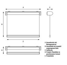 Skizze eines Rollos mit Maßangaben