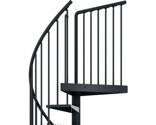 Wendeltreppe aus Stahl mit Geländer