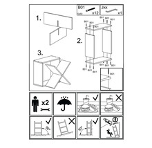 Montageanleitung für Möbel mit grafischen Darstellungen und Symbolen