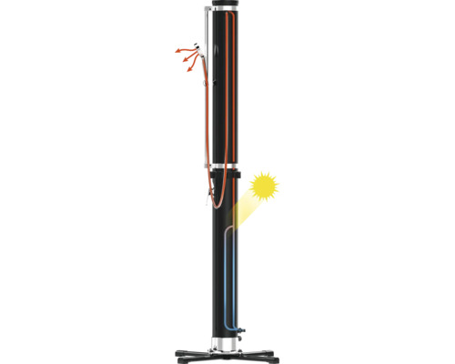 Solardusche mit Wasserschlauch und Brausekopf