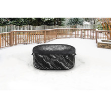 Aufblasbarer Lay-Z-Spa Ice Bath mit Marmoroptik auf einer schneebedeckten Terrasse.