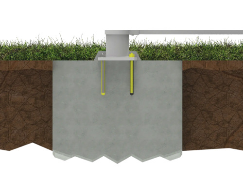 Betonfundament mit Befestigungsschrauben für den Außenbereich