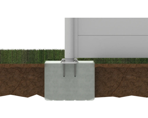 Fundament einer Gartenhütte im Boden