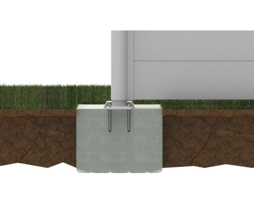 Einbetonierter Pfostenträger zur Befestigung eines Zaunpfostens