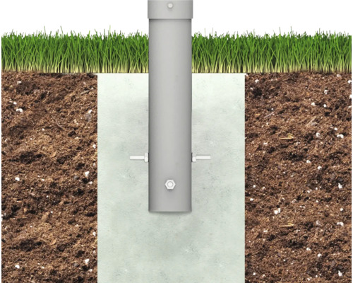Erdanker Installation mit Rohr im Betonfundament