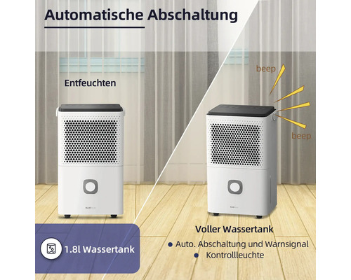 Luftentfeuchter mit Warnsignal für vollen Wassertank