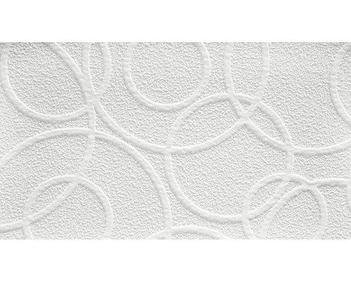 Nahaufnahme einer weißen Strukturtapete mit Kreismuster.