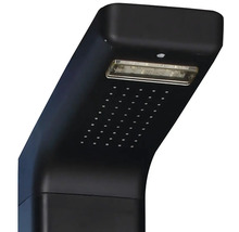 Schwarze Duscharmatur mit Regenduschkopf und LED-Beleuchtung