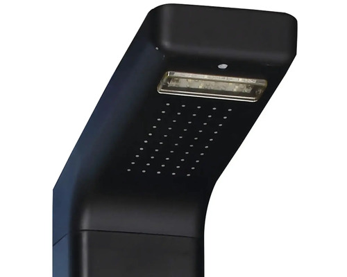 Schwarze Duscharmatur mit Regenduschkopf und LED-Beleuchtung