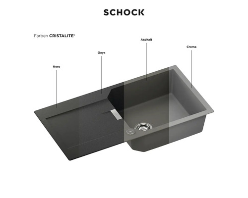 Schock Spülbecken PRID100LAP42 – Mit Abtropffläche, Wendbar, Farbe Grau Taupe