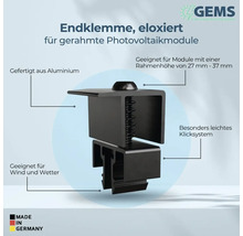 Eloxierte Endklemme für gerahmte Photovoltaikmodule aus Aluminium