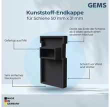 Kunststoff Endkappe für 50 mm x 31 mm Schiene