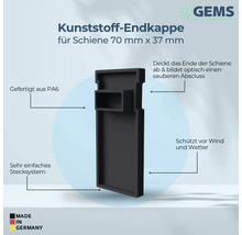 Kunststoff Endkappe für Schiene 70 mm x 37 mm