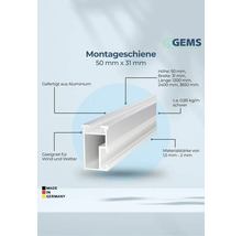 Montageschiene aus Aluminium, 50 mm x 31 mm, geeignet für Wind und Wetter