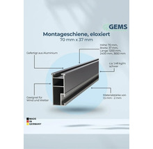 Eloxierte Montageschiene aus Aluminium, 70 mm x 37 mm, geeignet für Wind und Wetter