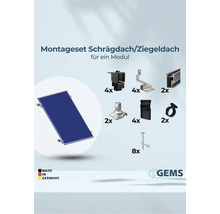 Montageset für Schrägdach oder Ziegeldach für ein Modul