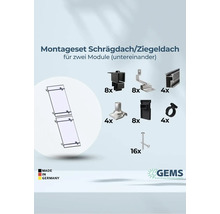 Montageset für Schrägdach oder Ziegeldach für zwei Solarmodule, inklusive Montagematerial