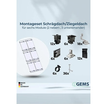 Montageset für Schräg- und Ziegeldächer für sechs Module mit Zubehör