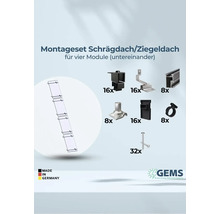 Montageset für Schrägdach und Ziegeldach für vier Module, hergestellt in Deutschland