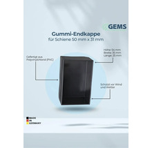 Gummi Endkappe für Schiene, 50 mm x 31 mm, aus Polyvinylchlorid, Höhe 54 mm, Breite 35 mm, Länge 25 mm